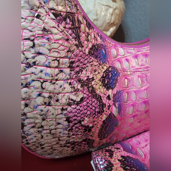 Brahmin Pink Cobra Bekka Shoulder Bag & Veronica Wallet Set NWT - Picture 4 of 16